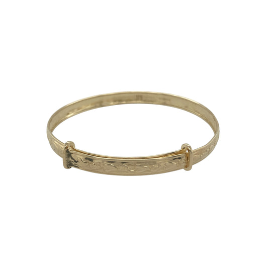 9ct Gold Patterned Expanding Baby Bangle