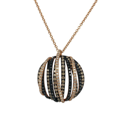 14ct Gold Diamond Set Striped Circle 16" Necklace