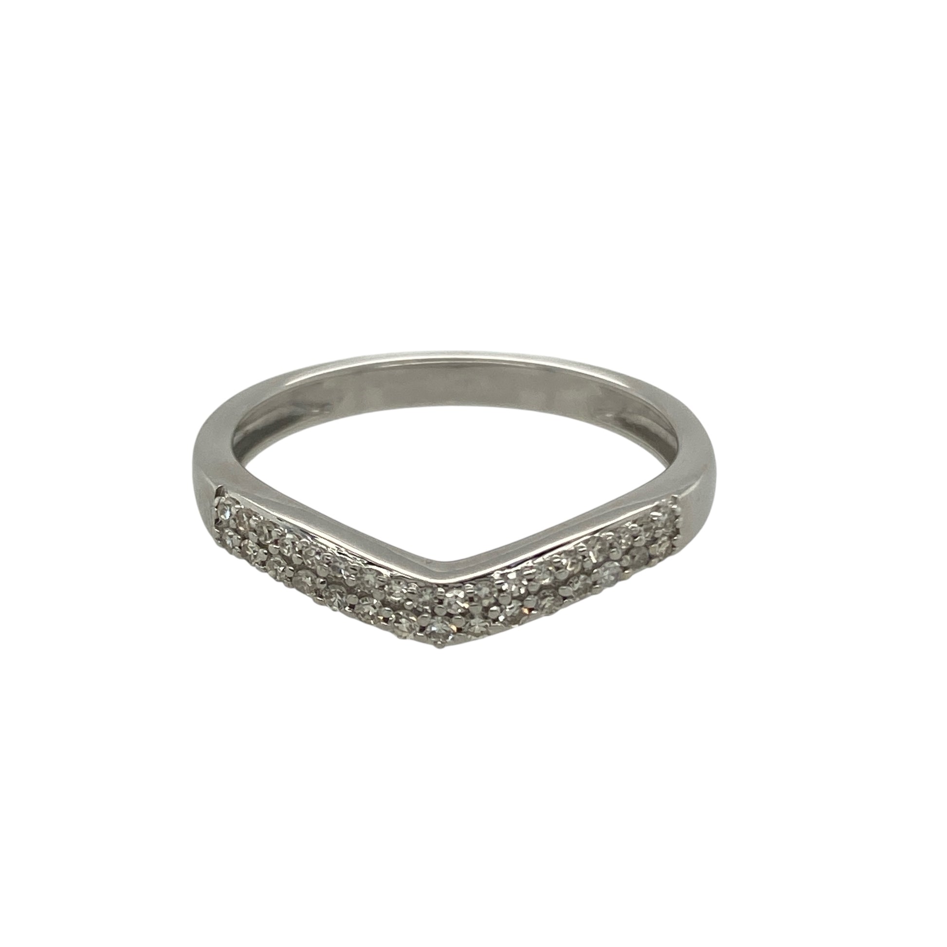 9ct White Gold Diamond Set Wishbone Ring
