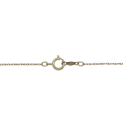 Add a touch of understated elegance to your collection with this pre-owned 9ct yellow gold diamond set circle necklace—simple, timeless, and perfect for everyday wear.

Design: The necklace features a delicate open circle pendant adorned with sparkling diamonds, symbolising unity, eternity, and everlasting style.
Material: Made from 9-carat yellow gold, the polished finish enhances the warm tone of the gold and complements the brilliance of the diamonds.
