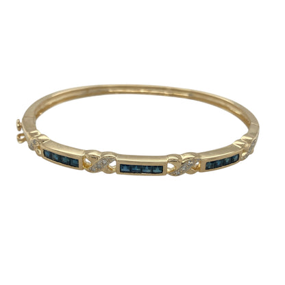 9ct Gold Diamond & Sapphire Set Bangle