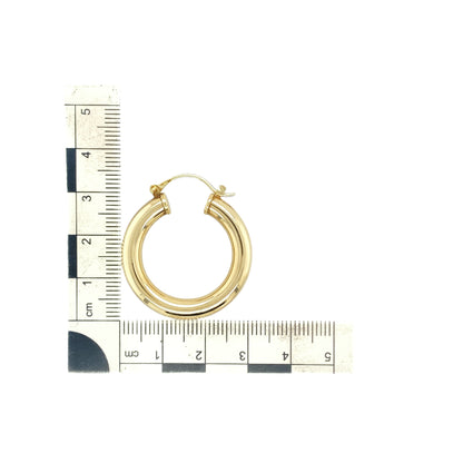 9ct Gold Plain Hoop Tube Creole Earrings