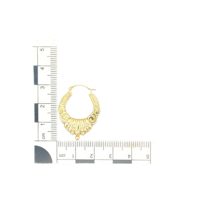 9ct Gold Fancy Patterned Creole Earrings