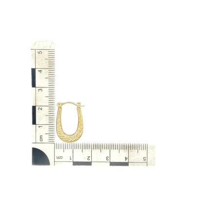 9ct Gold Patterned Oval Creole Earrings