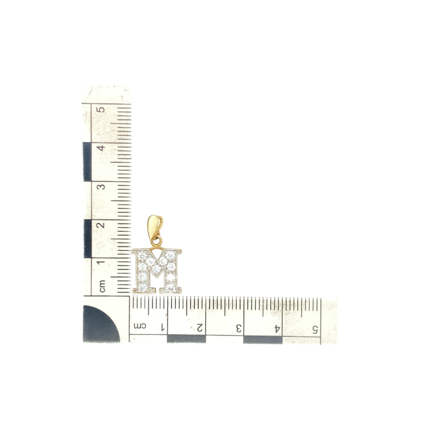 9ct Gold & Cubic Zirconia Set Initial 'M' Pendant