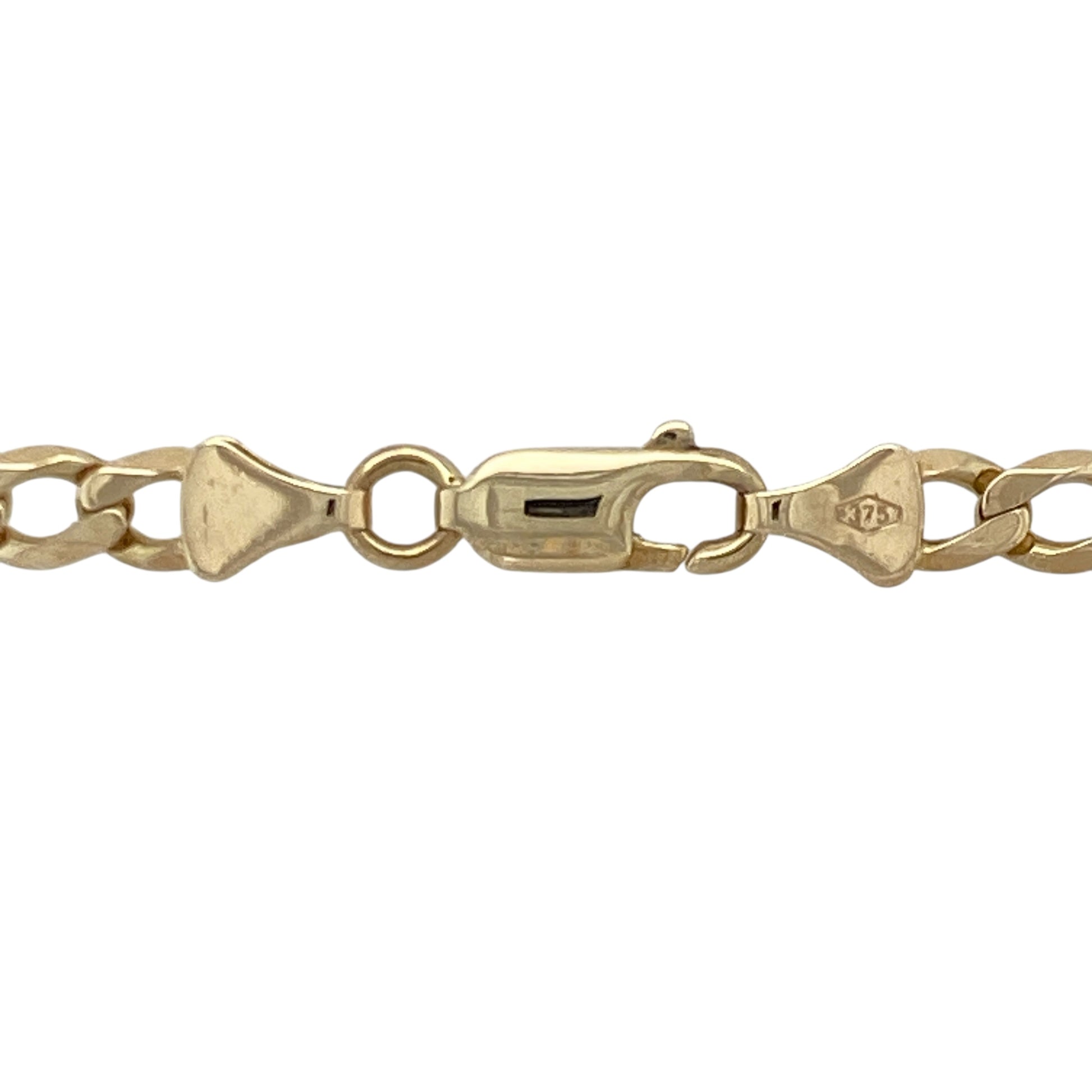 Bring bold shine and warm golden tone to your collection with this pre-owned 9ct yellow gold curb chain—an enduring classic offering strength, presence, and timeless style.

Design: This 22" curb chain features 4mm flat links that create a sleek, substantial profile with a smooth, confident drape.
Material: Made from 9-carat yellow gold, the chain boasts a polished finish that enhances its bright, eye-catching glow.