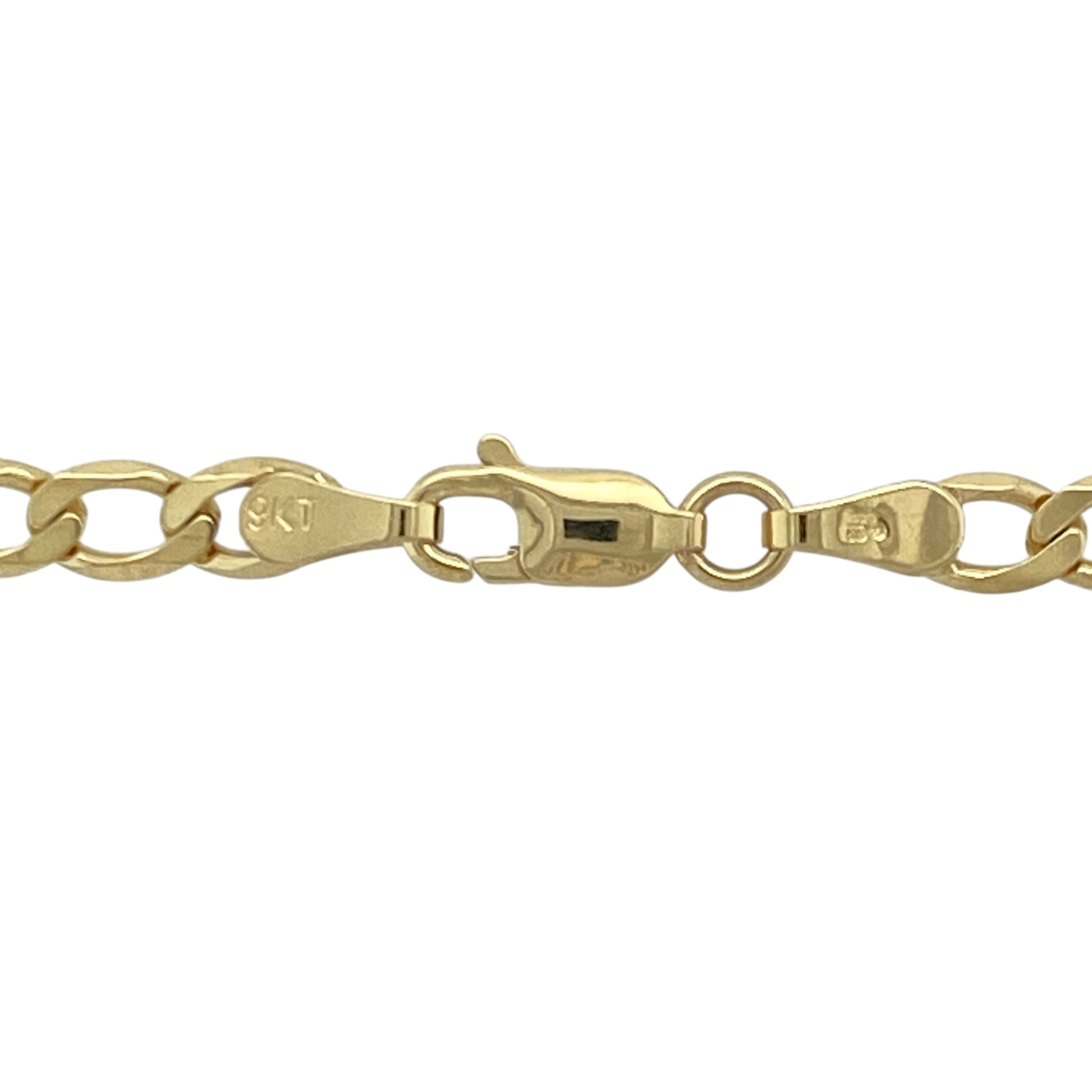 Bring classic shine and rich golden tone to your collection with this pre-owned 9ct yellow gold curb chain—an effortlessly stylish piece offering timeless appeal and everyday versatility.

Design: This 24" curb chain features 4mm flat links that create a sleek, traditional profile with a smooth, elegant drape.
Material: Made from 9-carat yellow gold, the chain has a polished finish that enhances its bright, radiant glow.
