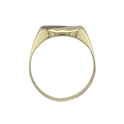 9ct Gold Diamond & Onyx Set Signet Ring