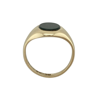 9ct Gold & Bloodstone Set Oval Signet Ring