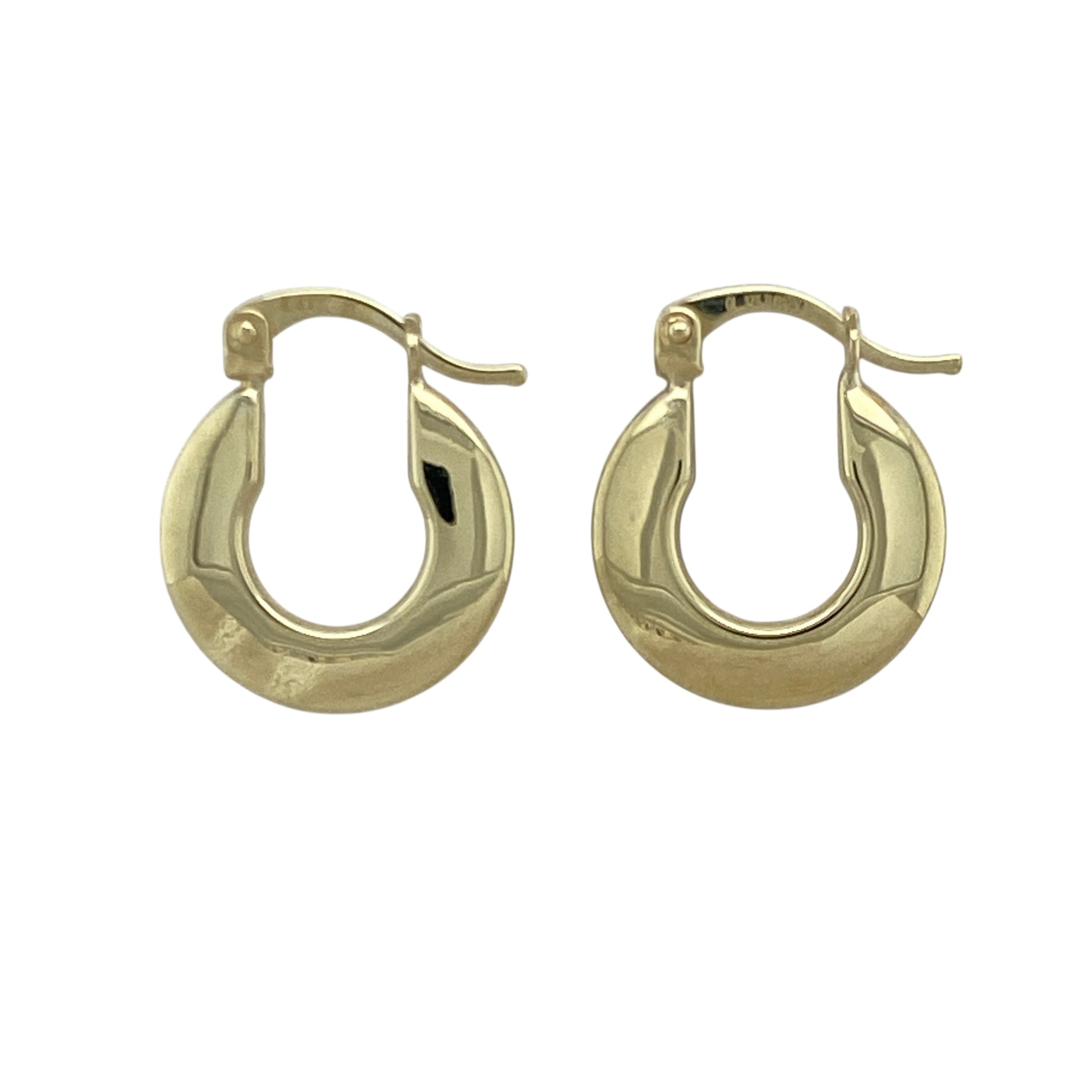 9ct Gold Flat Plain Hoop Creole Earrings