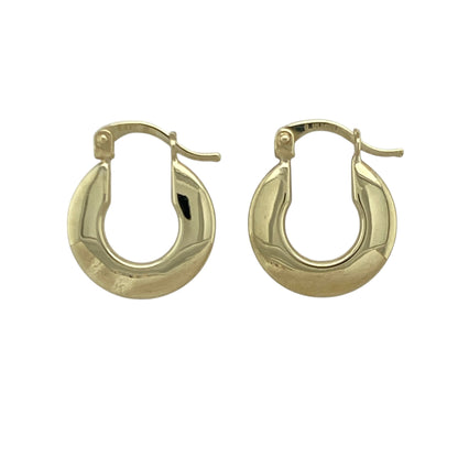 9ct Gold Flat Plain Hoop Creole Earrings