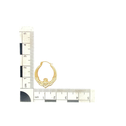 9ct Gold Claddagh Creole Earrings