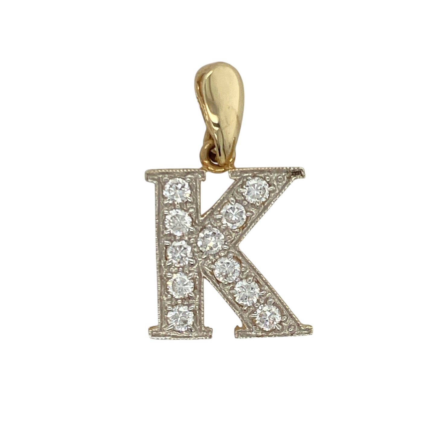 9ct Gold & Cubic Zirconia Set Initial 'K' Pendant