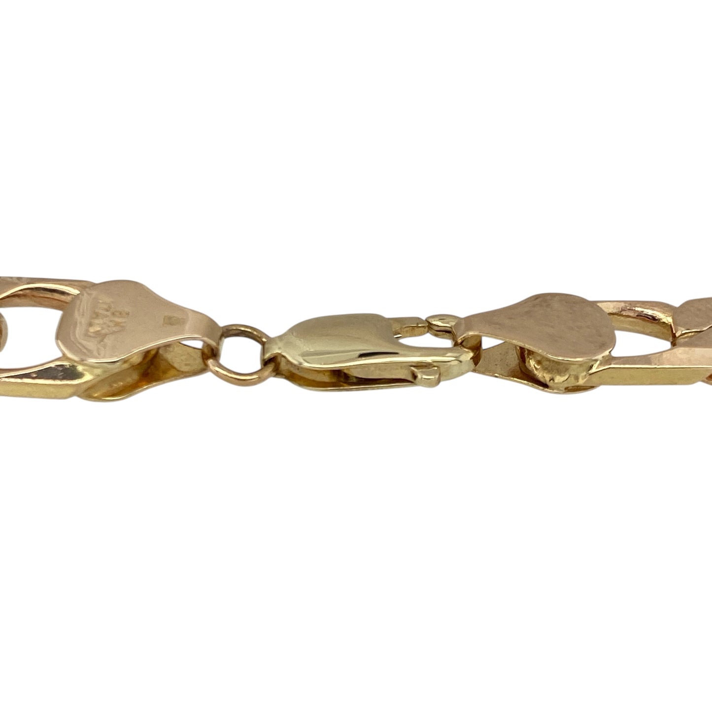 Bring bold shine and classic style to your collection with this pre-owned 9ct yellow gold curb bracelet—an impressive piece offering strong presence and timeless appeal.

Design: This 8" bracelet features substantial 9mm curb links, creating a sleek, masculine profile with a smooth, confident drape.
Material: Made from 9-carat yellow gold, the polished finish enhances its rich, radiant tone.
