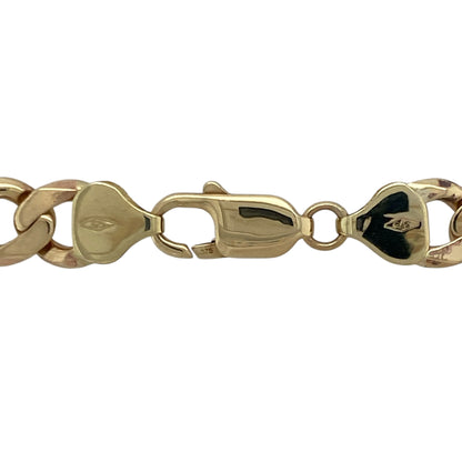 Bring striking shine and impressive weight to your collection with this pre-owned 9ct yellow gold curb chain—an exceptional piece offering bold style and timeless presence.

Design: This 24" curb chain features substantial 9mm flat links, creating a powerful, confident profile with a smooth, commanding drape.
Material: Made from 9-carat yellow gold, the chain displays a polished, radiant finish that enhances its rich golden tone.