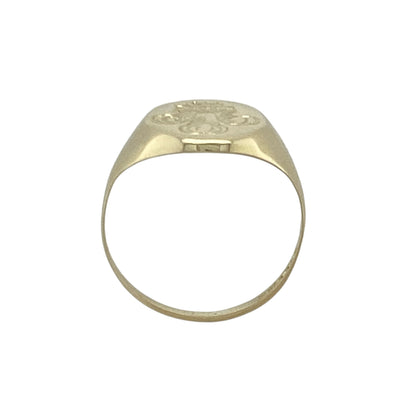 9ct Gold Welsh Three Feathers Oval Signet Ring