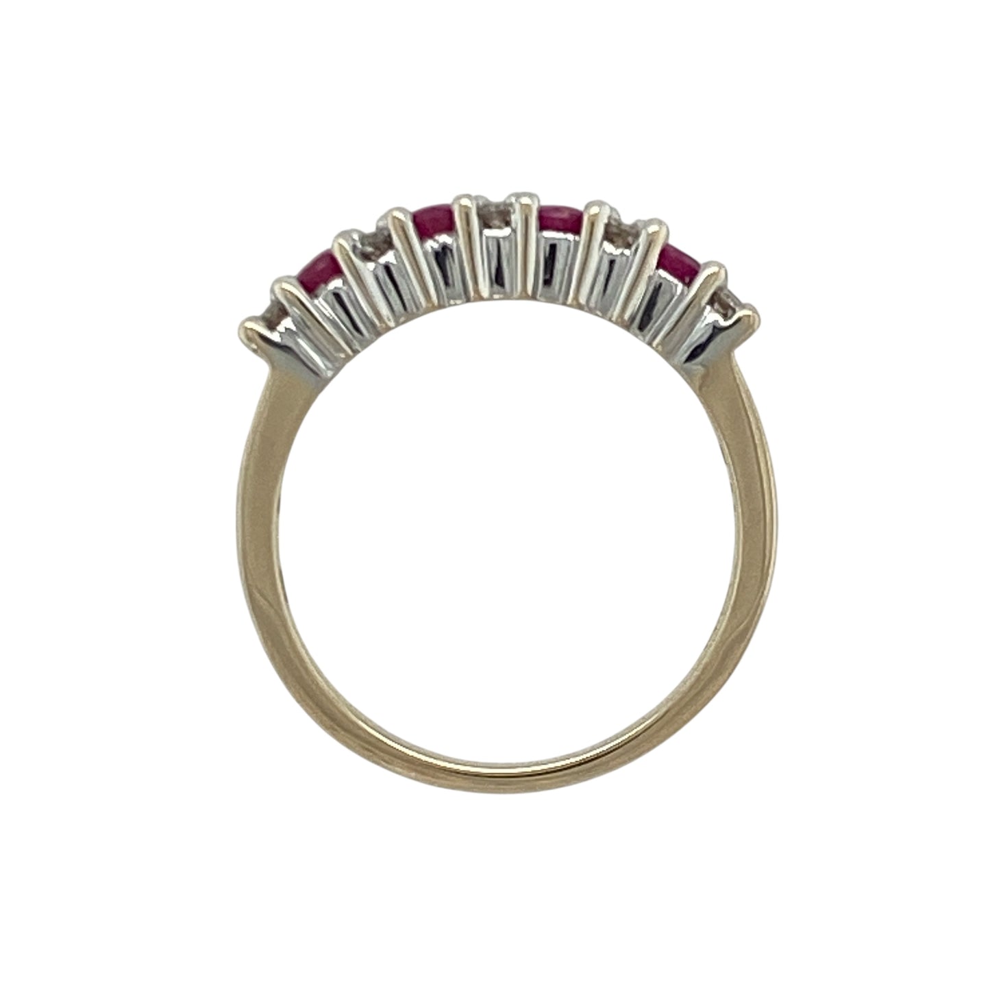 9ct Gold Diamond & Ruby Set Band Ring