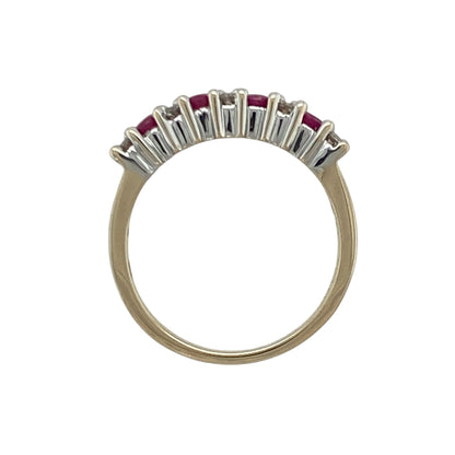9ct Gold Diamond & Ruby Set Band Ring