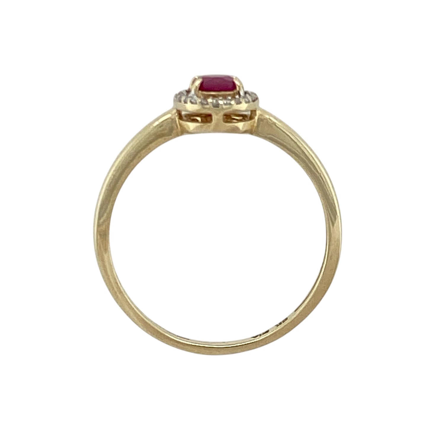 9ct Gold Diamond & Ruby Set Halo Ring