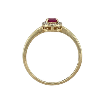 9ct Gold Diamond & Ruby Set Halo Ring