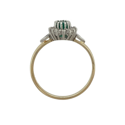 9ct Gold Diamond & Emerald Set Cluster Ring