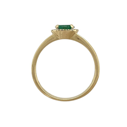 18ct Gold Diamond & Emerald Set Halo Ring