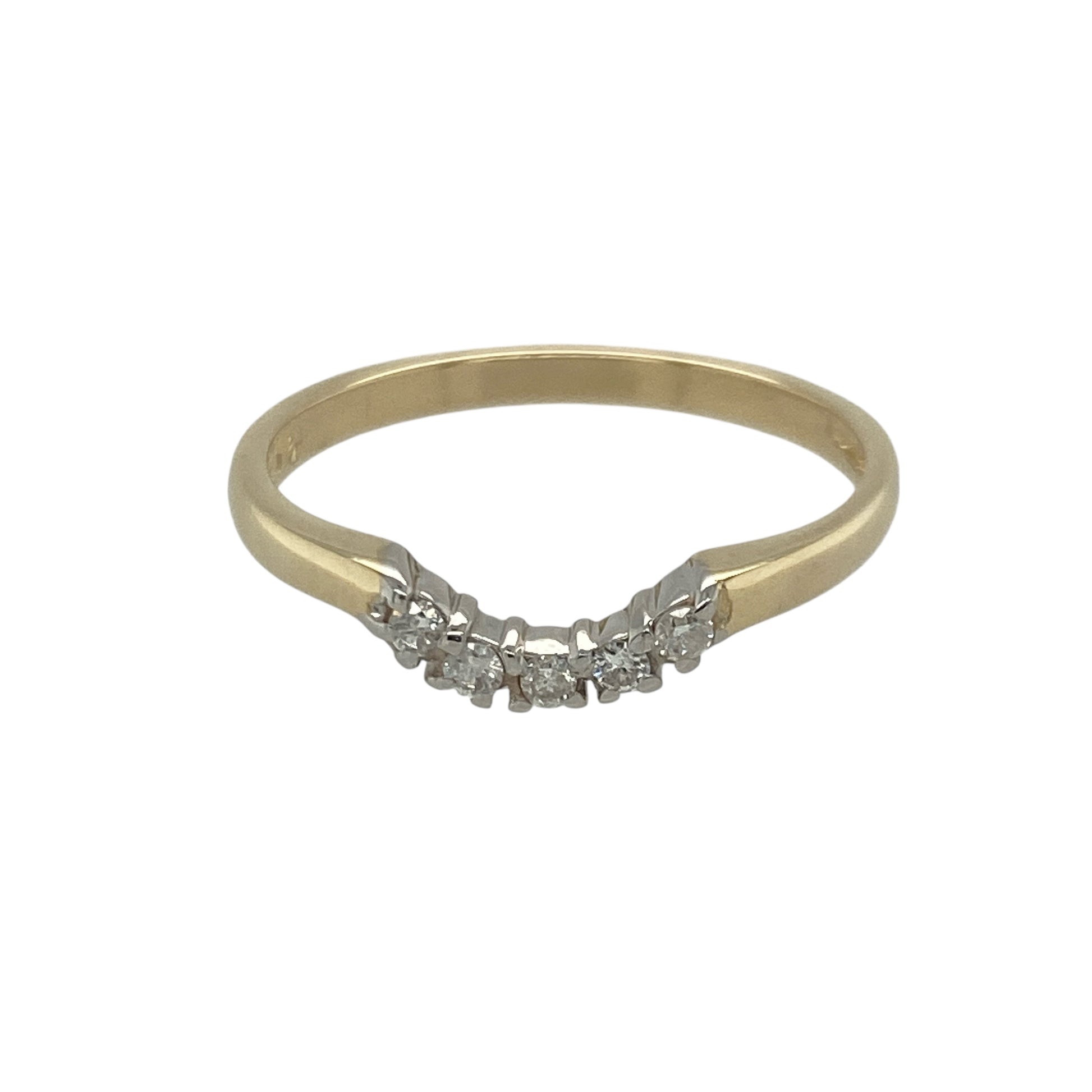 9ct Gold & Diamond Set Curved Wishbone Style Band Ring