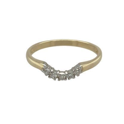 9ct Gold & Diamond Set Curved Wishbone Style Band Ring
