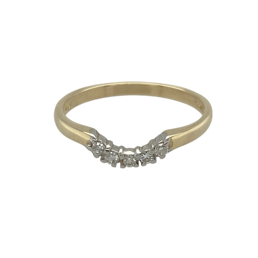 9ct Gold & Diamond Set Curved Wishbone Style Band Ring