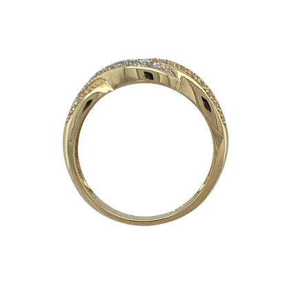 14ct Gold & Diamond Set Twist Band Ring