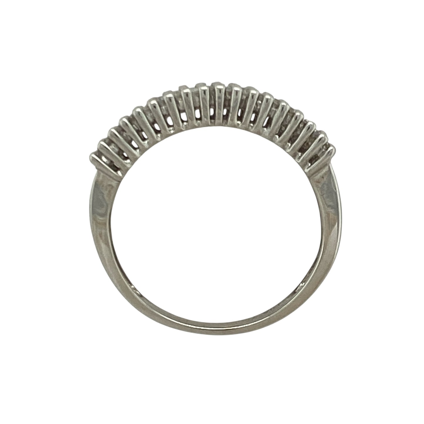 9ct White Gold & Diamond Set Four Row Band Ring