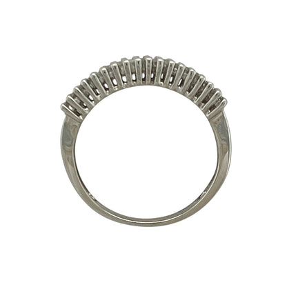 9ct White Gold & Diamond Set Four Row Band Ring