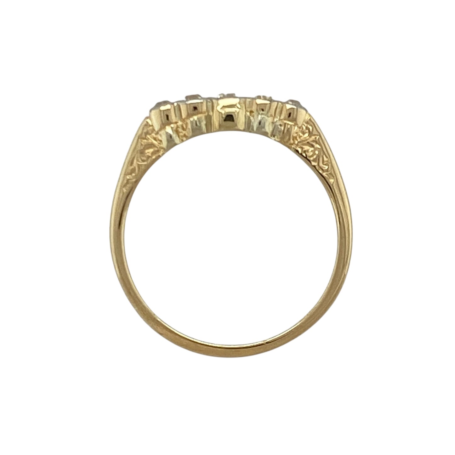 18ct Gold & Diamond Rubover Set Vintage Five Stone Band Ring