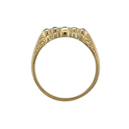 18ct Gold & Diamond Rubover Set Vintage Five Stone Band Ring