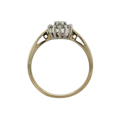 9ct Gold & Diamond Set Flower Cluster Ring