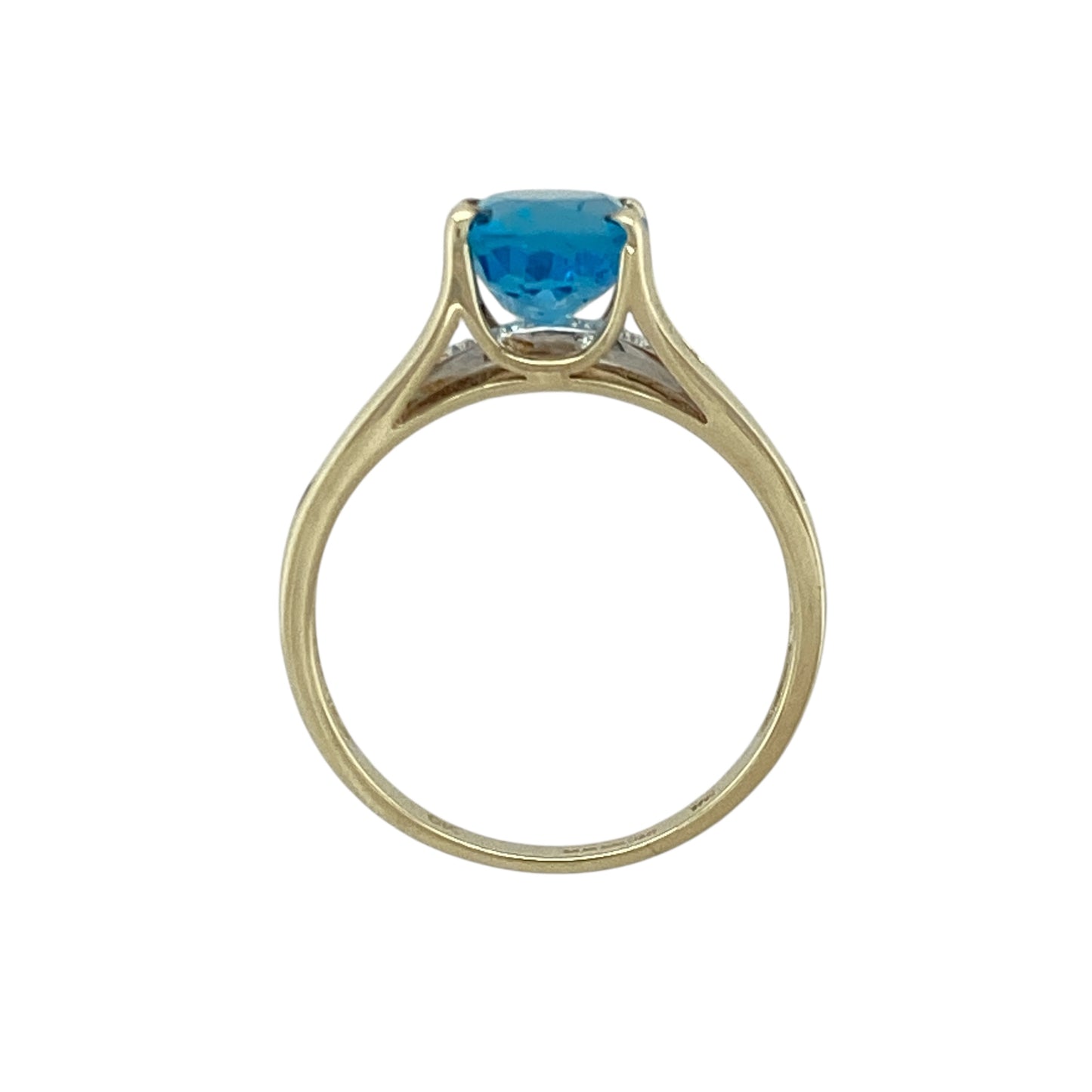 9ct Gold Diamond & Blue Stone Set Ring
