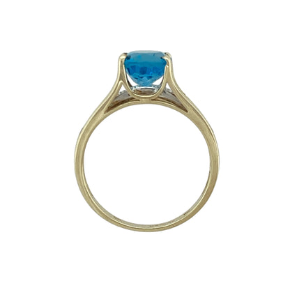 9ct Gold Diamond & Blue Stone Set Ring