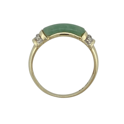 9ct Gold Diamond & Jade Set Ring