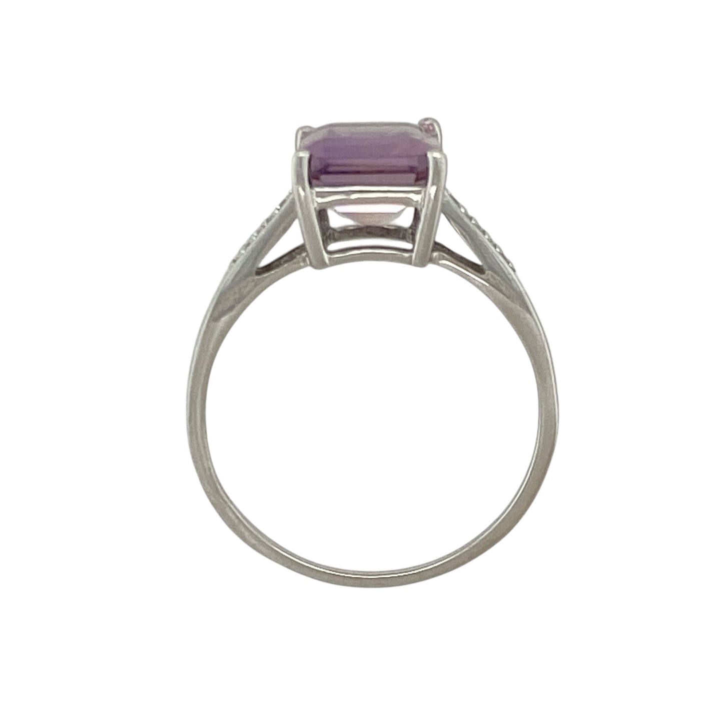 9ct White Gold Diamond & Ametrine Set Ring