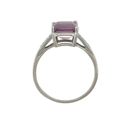 9ct White Gold Diamond & Ametrine Set Ring