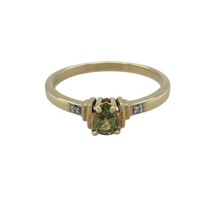 9ct Gold Diamond & Peridot Set Ring