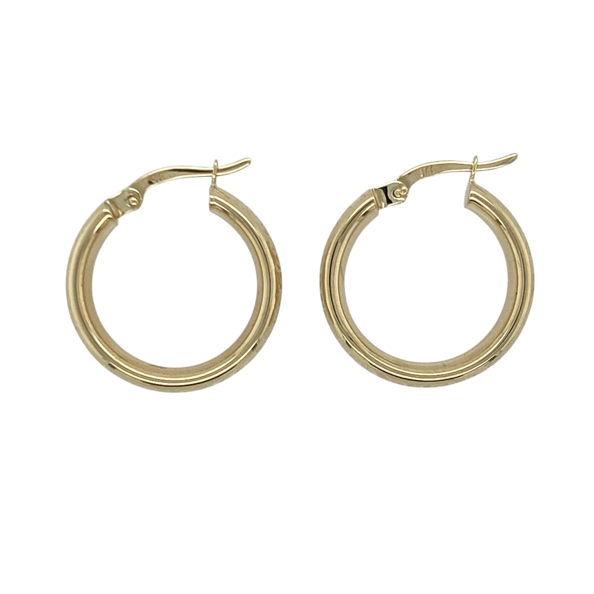 9ct Gold Patterned Hoop Creole Earrings