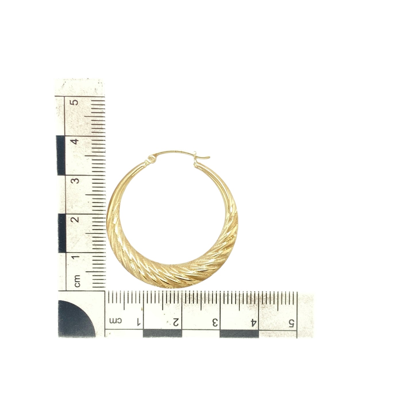 9ct Gold Patterned Twisted Hoop Creole Earrings