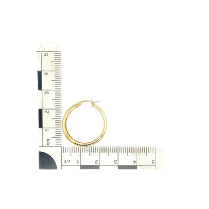 9ct Gold Half Patterned Hoop Creole Earrings