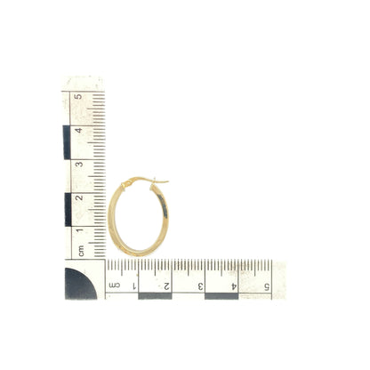 9ct Gold Greek Key Patterned Oval Creole Earrings