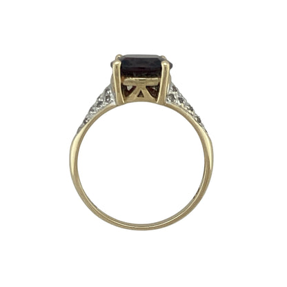 9ct Gold Diamond & Garnet Set Ring