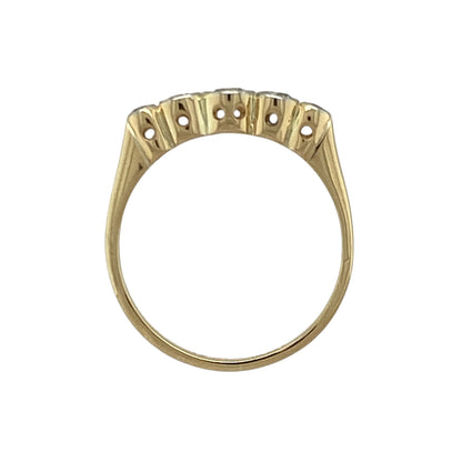 18ct Gold & Diamond Rubover Set Five Stone Vintage Ring