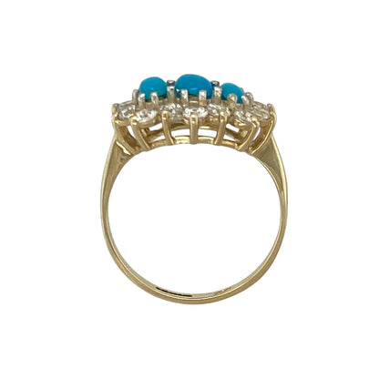 9ct Gold Turquoise & Cubic Zirconia Set Cluster Ring
