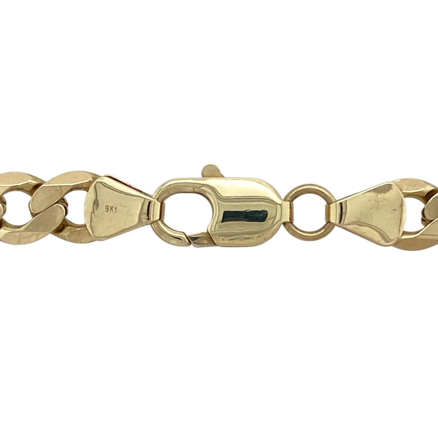 Bring strong shine and timeless golden style to your collection with this pre-owned 9ct yellow gold curb chain—an impressive piece offering bold presence and classic appeal.

Design: This 22" curb chain features substantial 8mm flat links, creating a traditional, powerful profile with a smooth and confident drape.
Material: Made from 9-carat yellow gold, the polished finish enhances its rich golden tone and highlights the depth and structure of the curb link design.