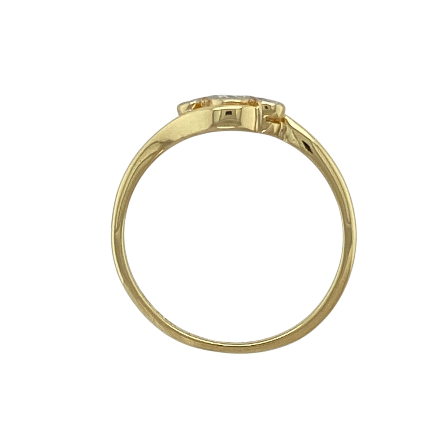 18ct Gold & Diamond Rubover Set Vintage Style Trilogy Twist Ring
